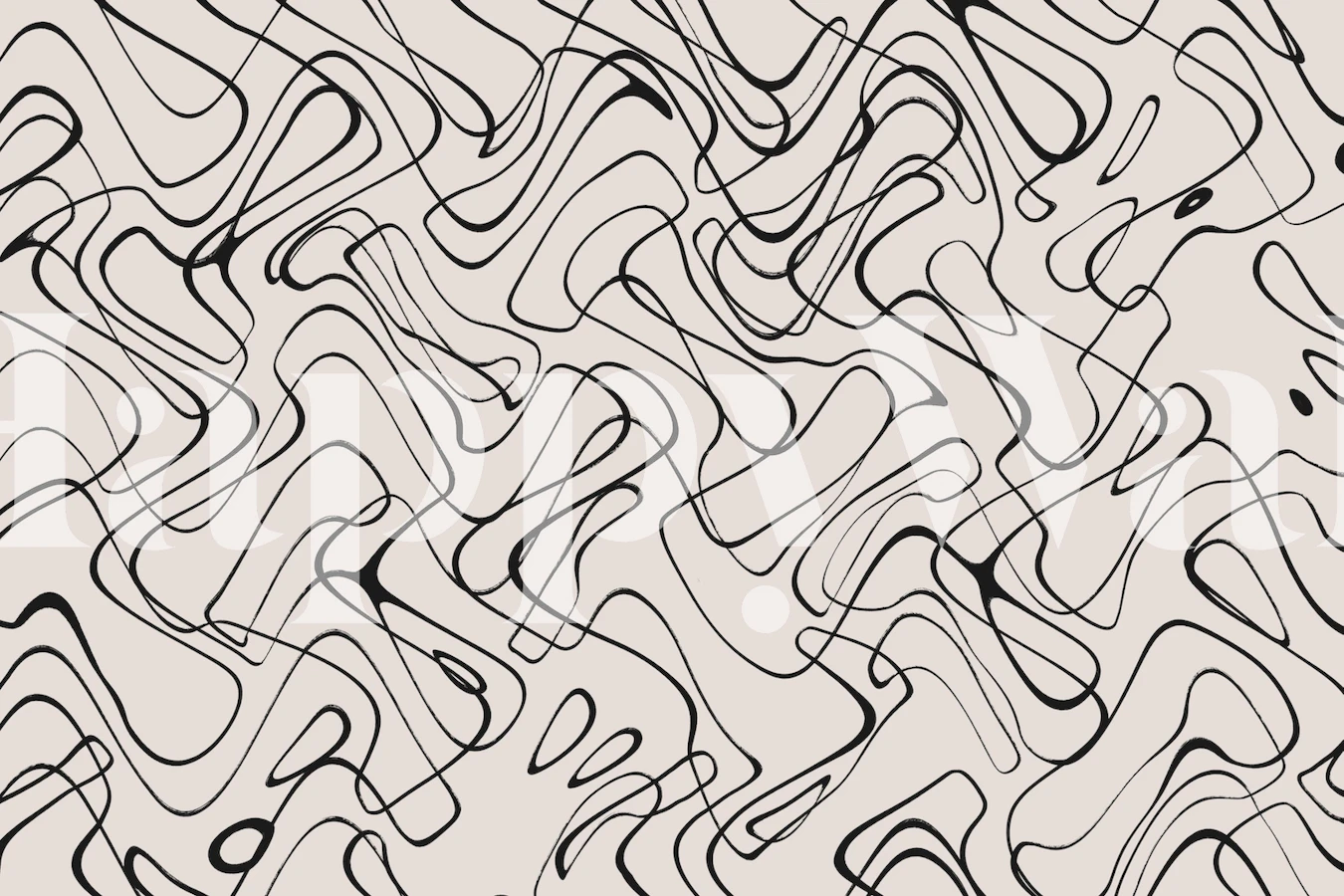 Abstract line wallpaper in a beige room