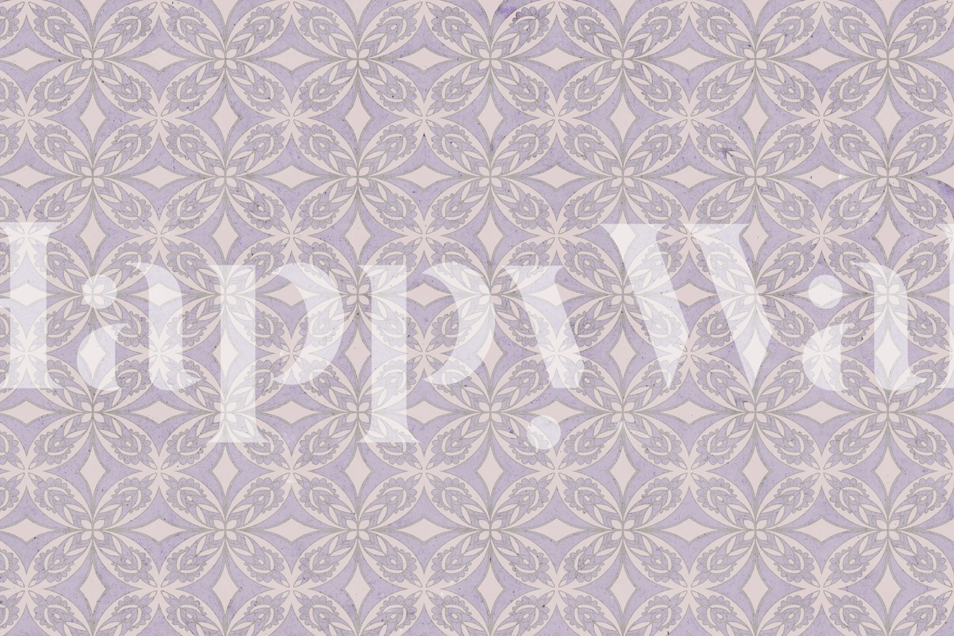 Elegant purple tile pattern wall mural with geometric and floral designs