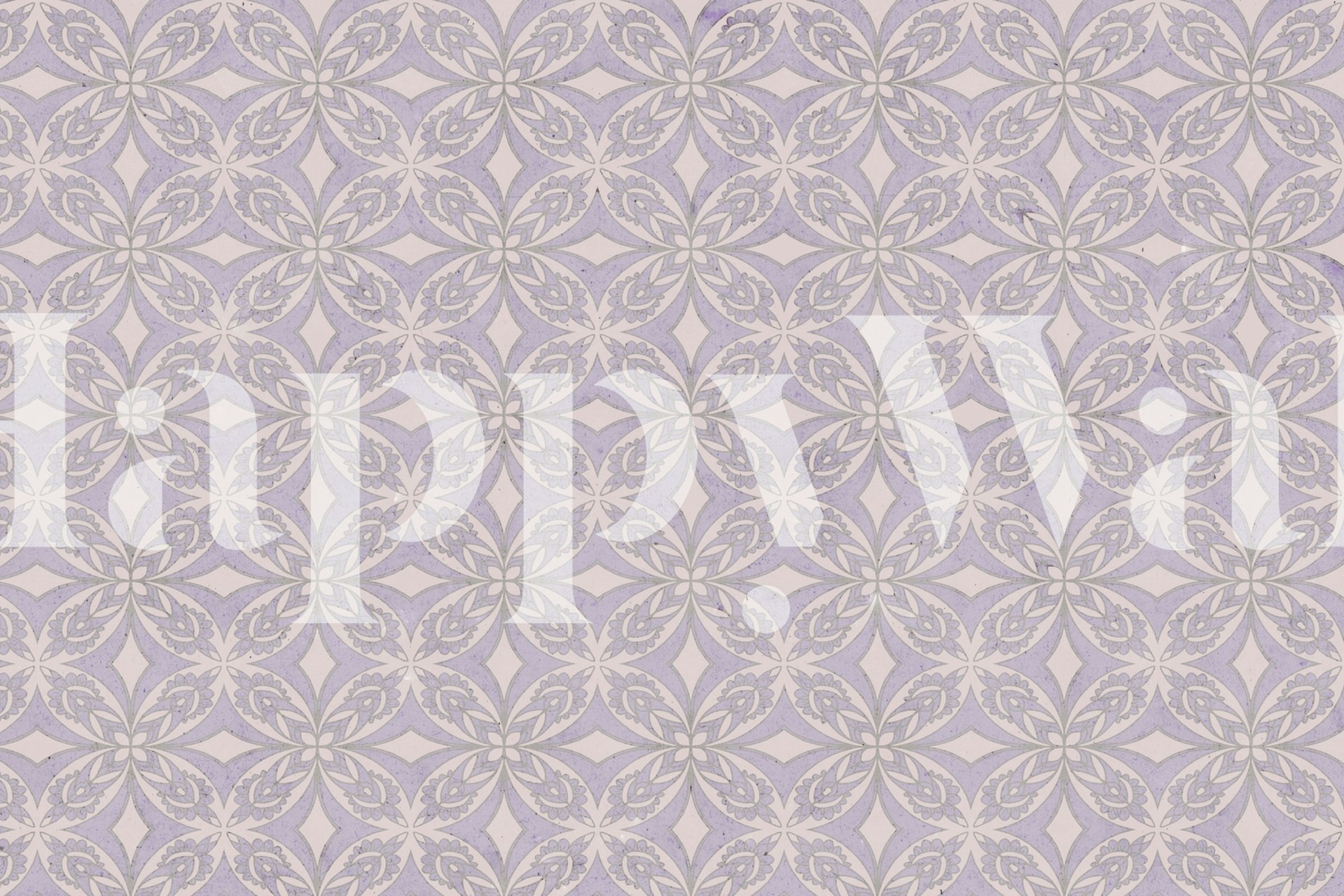 Elegant purple tile pattern wall mural with geometric and floral designs