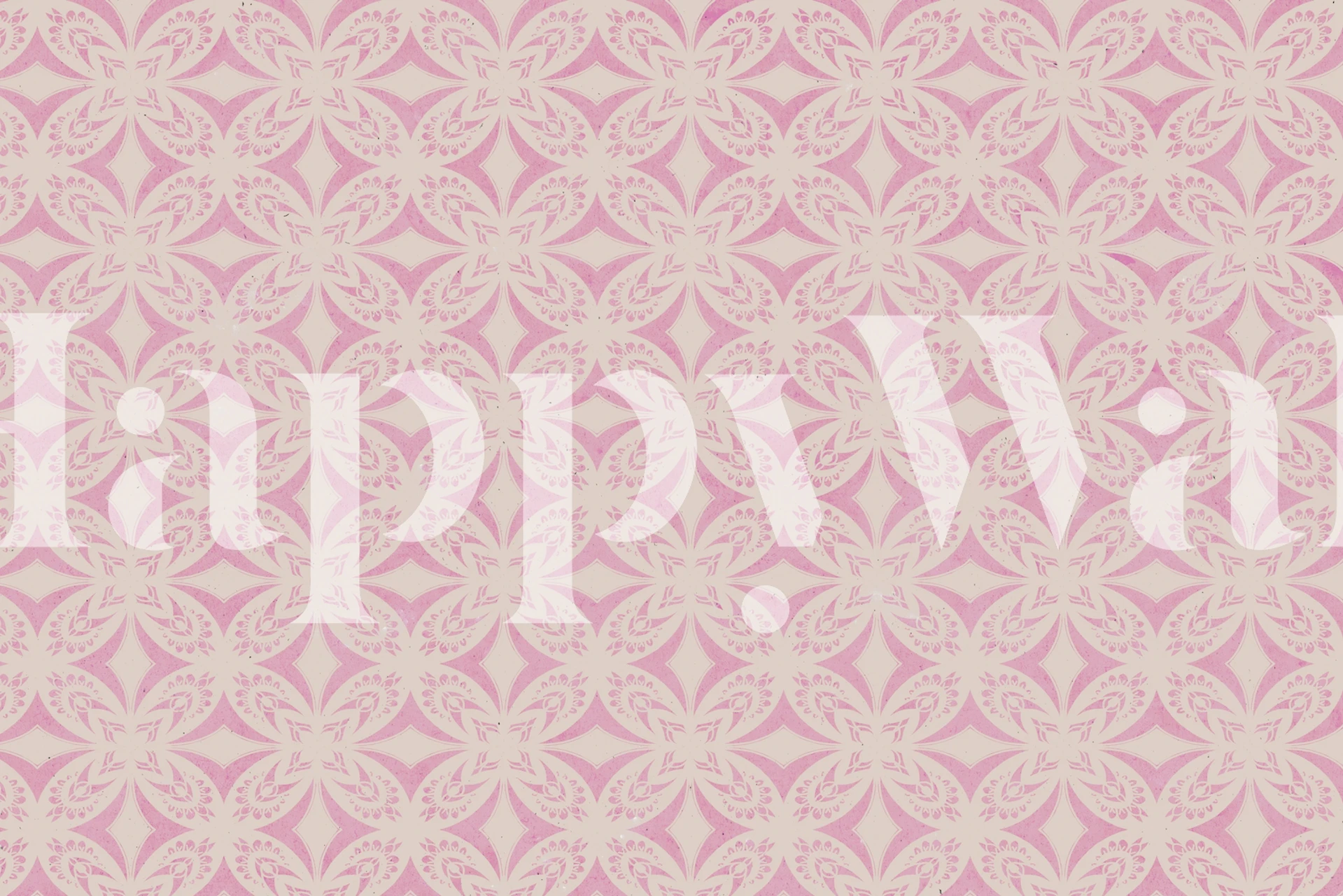 Pink floral symmetrical pattern wallpaper design