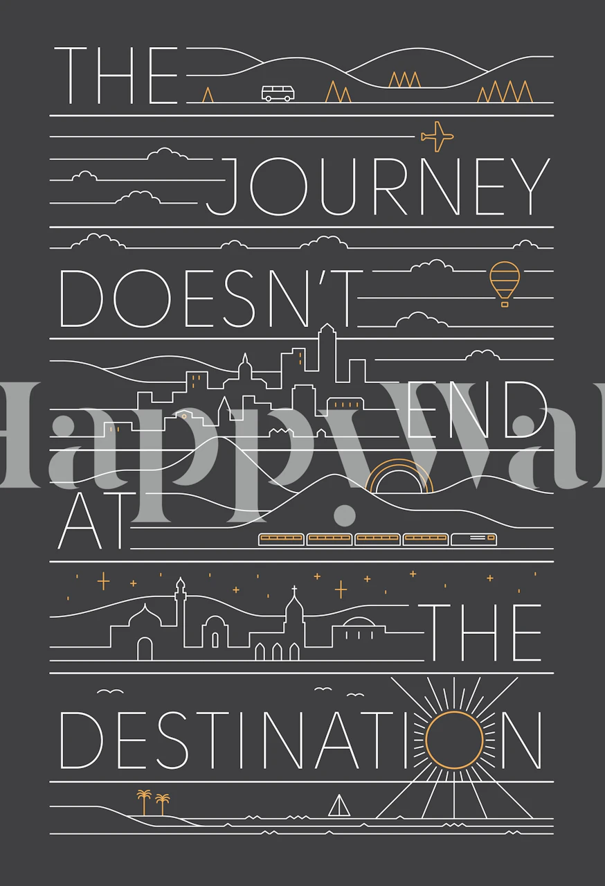 Design de papel de parede com arte temática de viagem