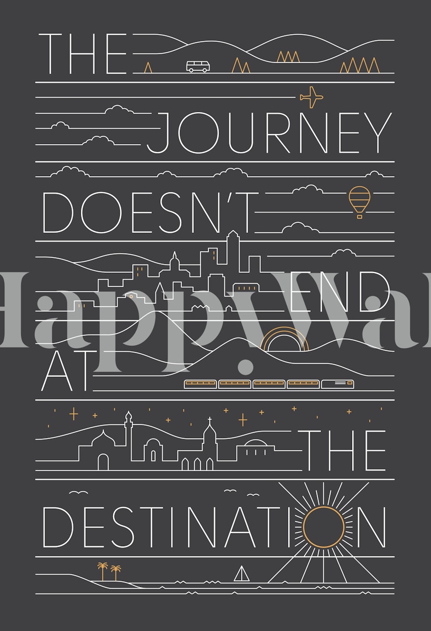 Design de papel de parede com arte temática de viagem