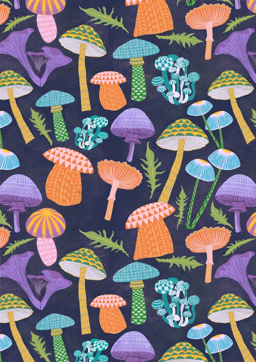 Geometric Mushroom Wallpaper - Buy Online | Happywall