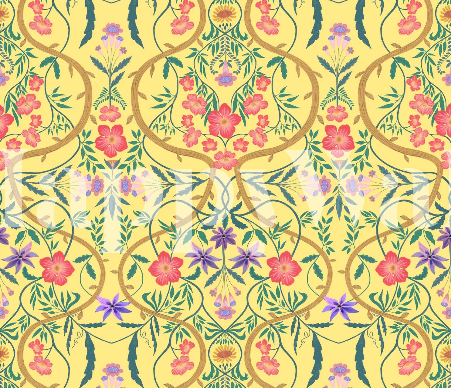 Design de papier peint Foliage damask dans une pièce