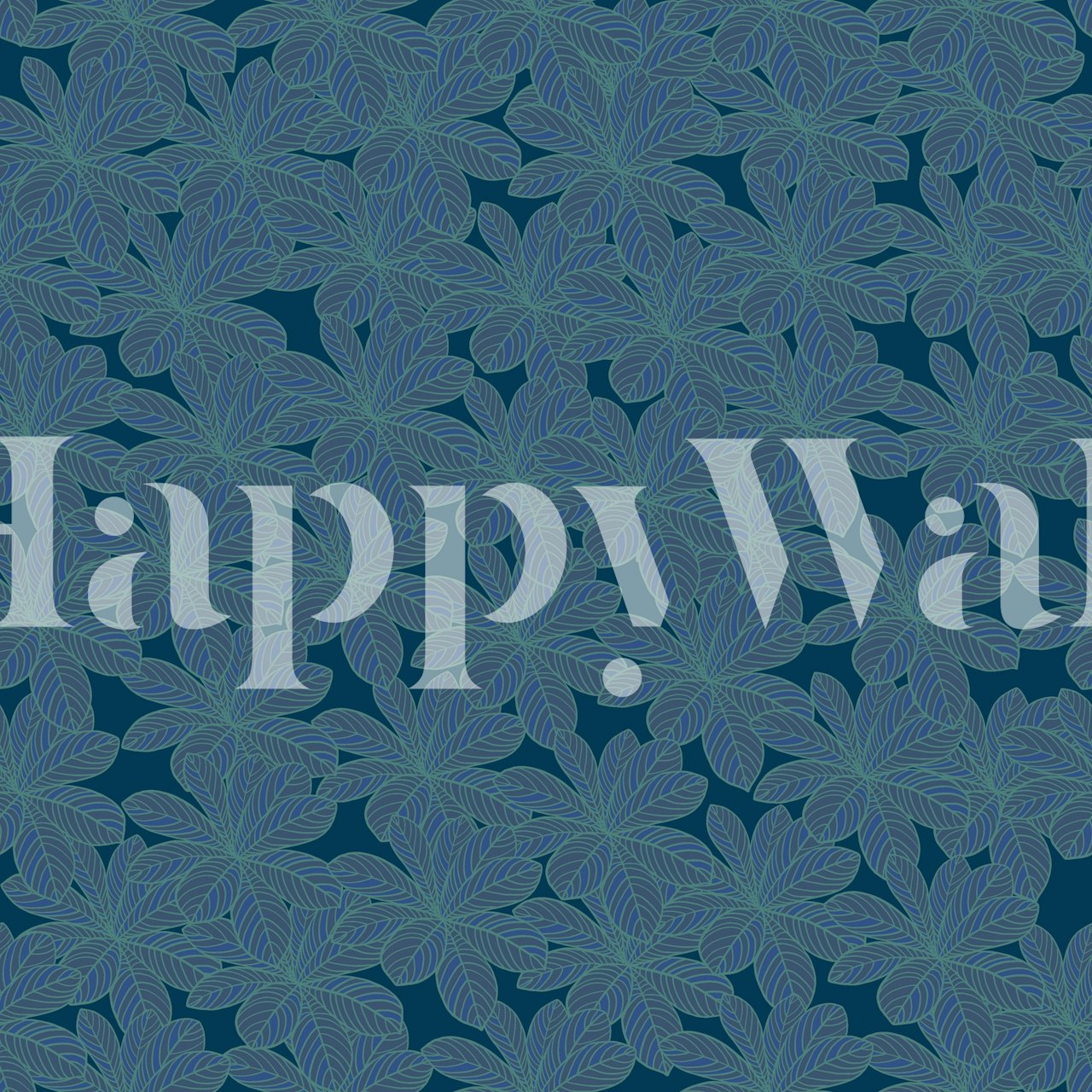 Fototapete mit blauem blättermuster für die inneneinrichtung