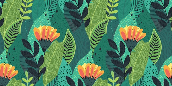 Jungle with colorful flowers