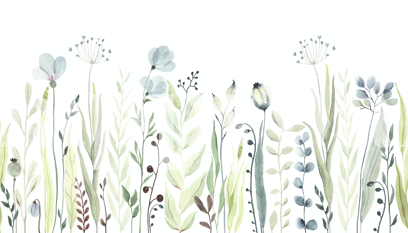 Greenery wildflowers wallpaper wallpaper | Happywall