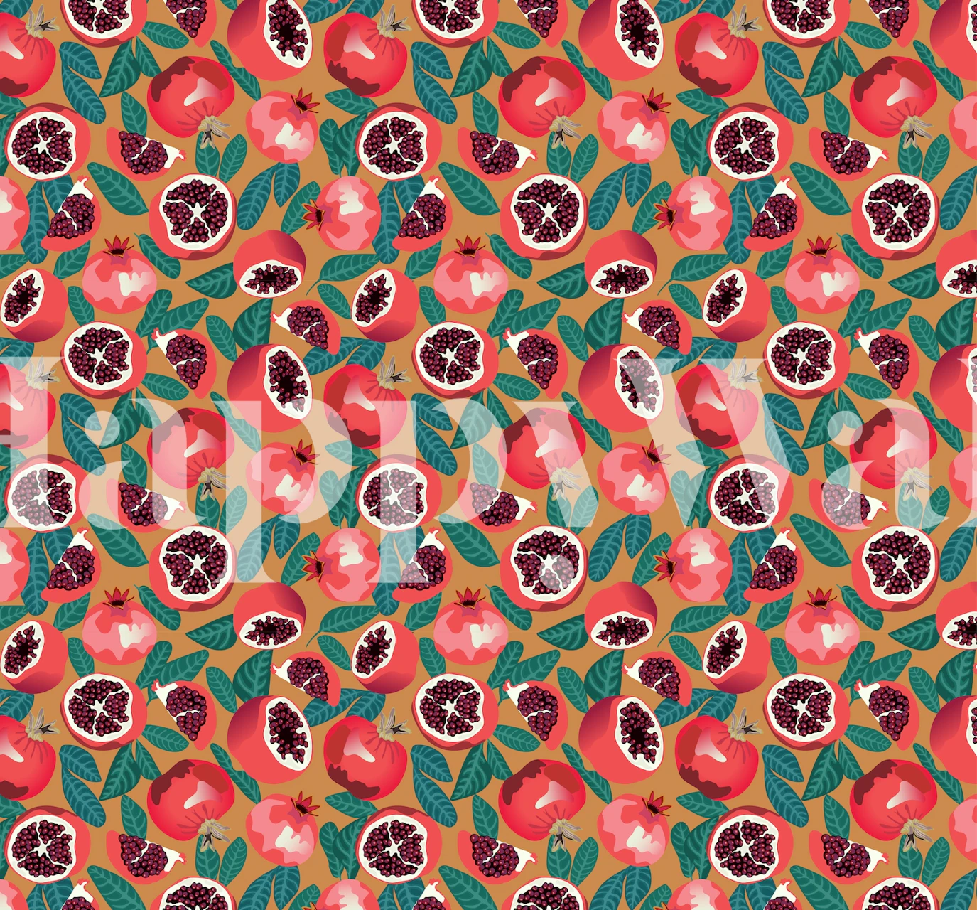 Fototapeta z motywem granatu na spalonym pomarańczowym tle