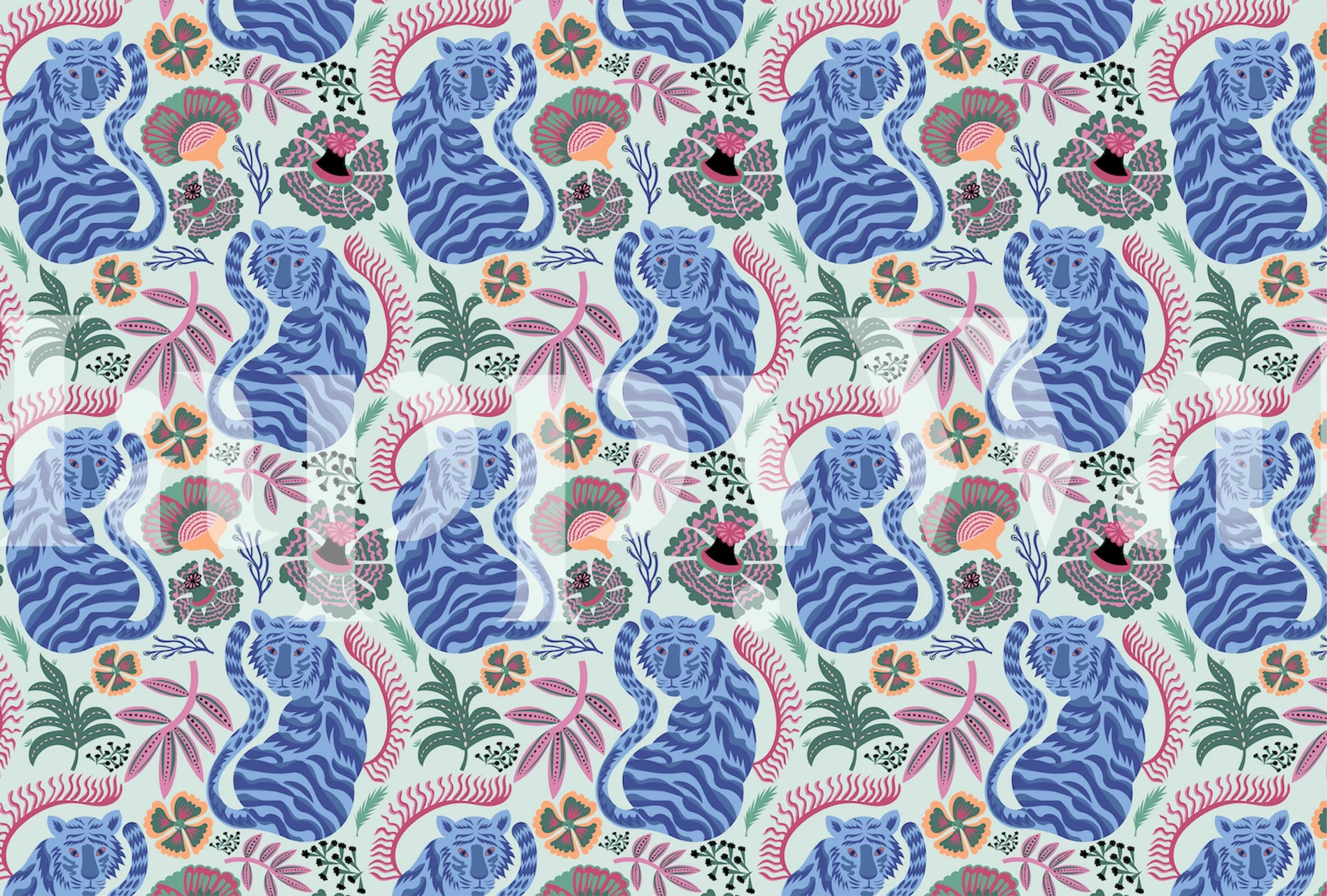 Painterly tigers tapeta w pokoju