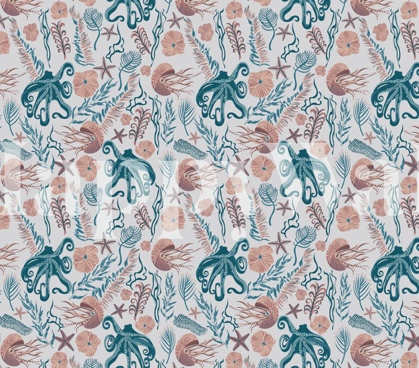 Octopus wallpaper in a room