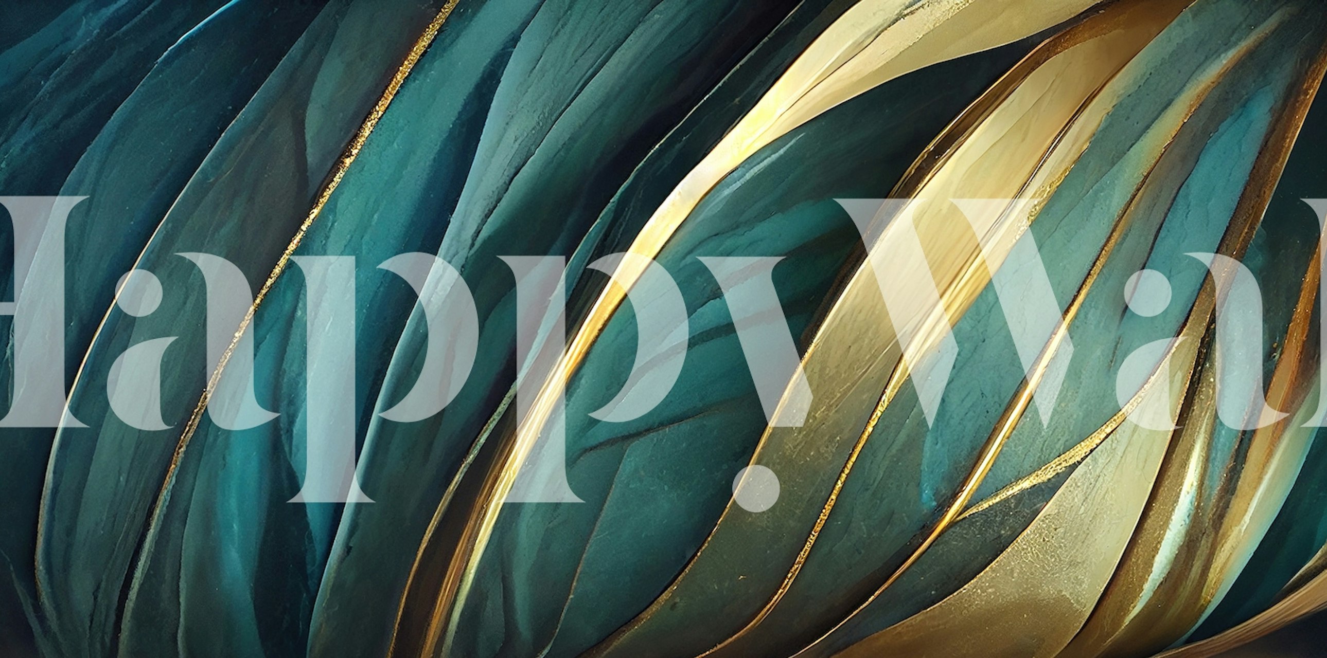 Luxurious teal and gold marbled pattern wall mural