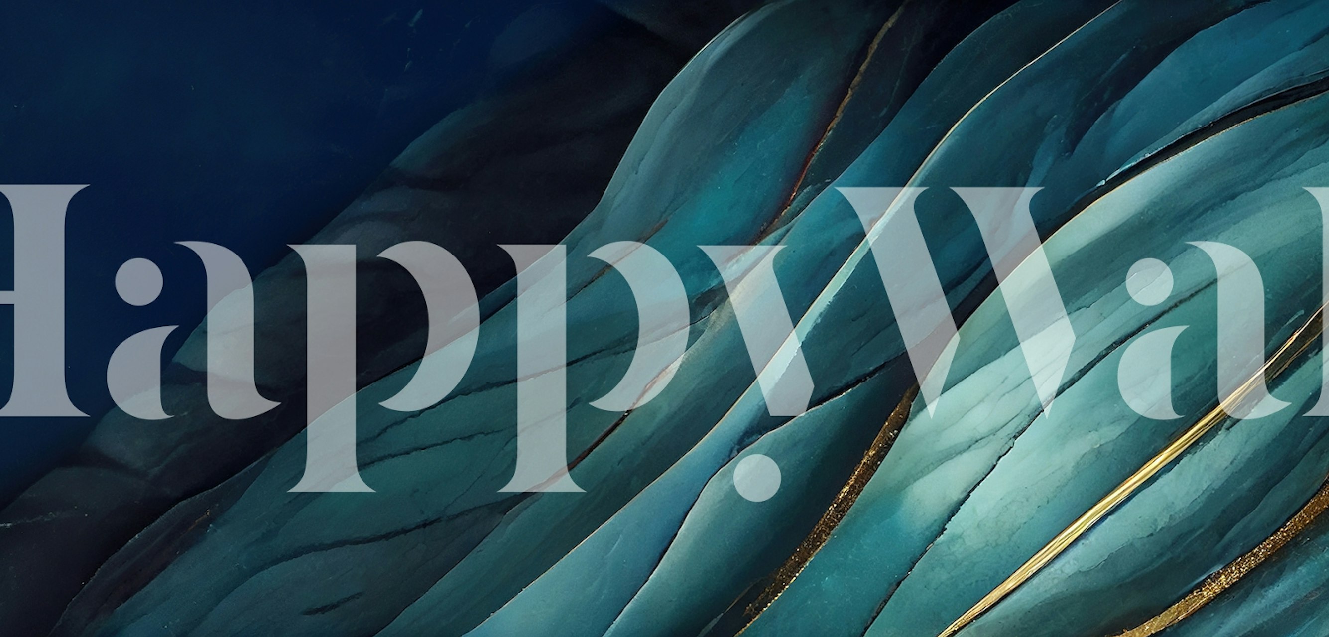 Luxuoso fotomural vinílico de parede em mármore dourado e verde-azulado com padrões elegantes em espiral