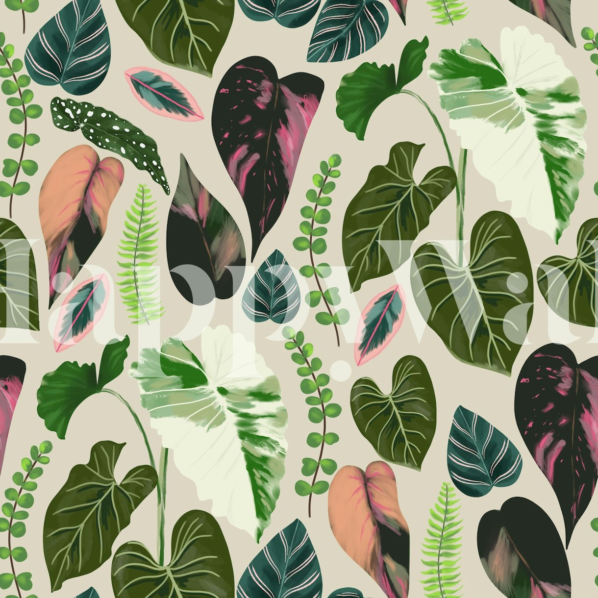 Tropical Leaves Green Wallpaper - Happywall