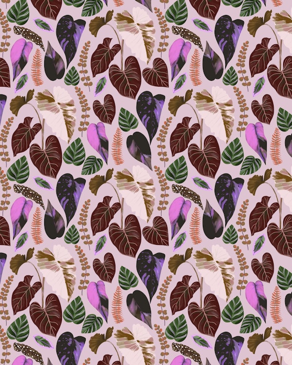 Tropical Leaves Pink S