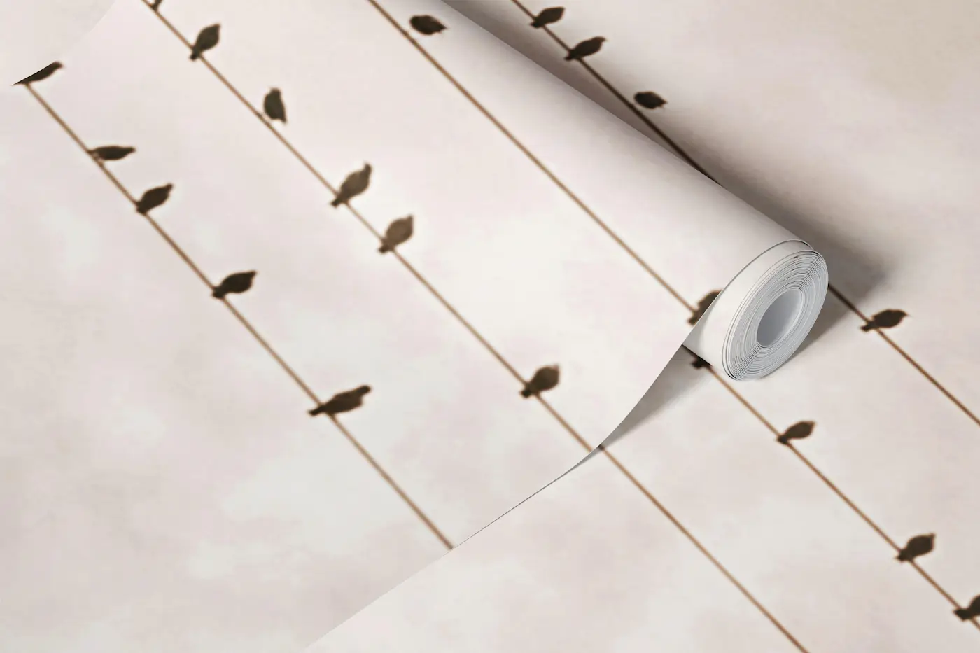 Birds On A Wire Beige wallpaper roll