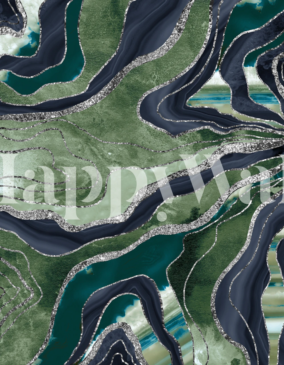 Zidna obloga Green Blue Marble Agate prikazana u sobi