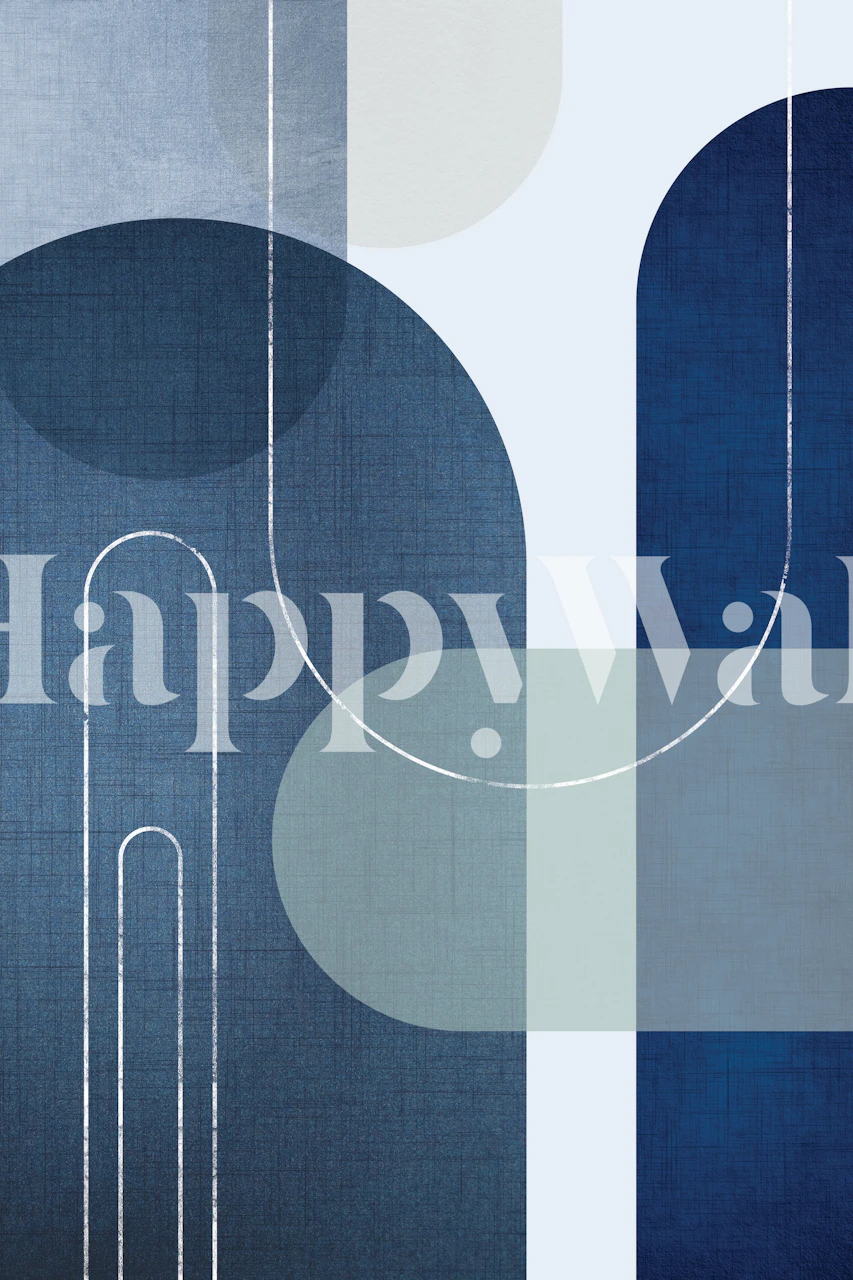 Geometric shapes in blue and gray tones Mid Century wallpaper