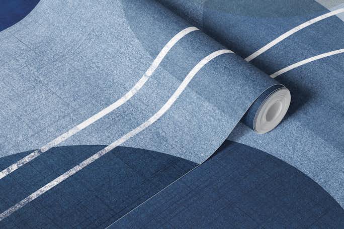 Mid Century Blue Linen 2wallpaper roll