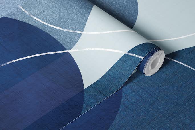 Mid Century Blue Linen 3wallpaper roll
