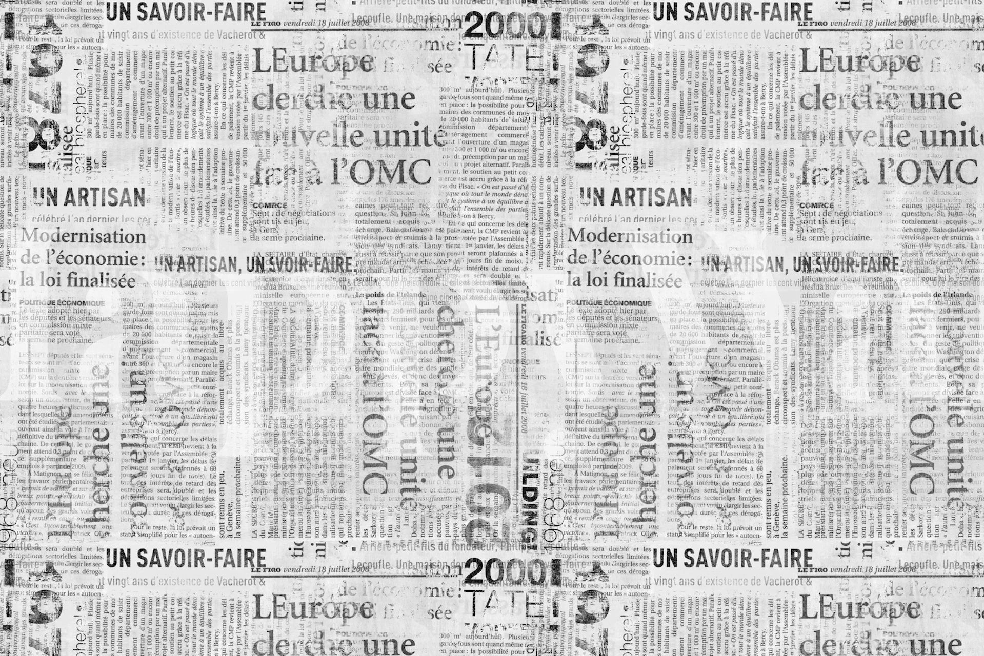 Black and white vintage newspaper print wallpaper