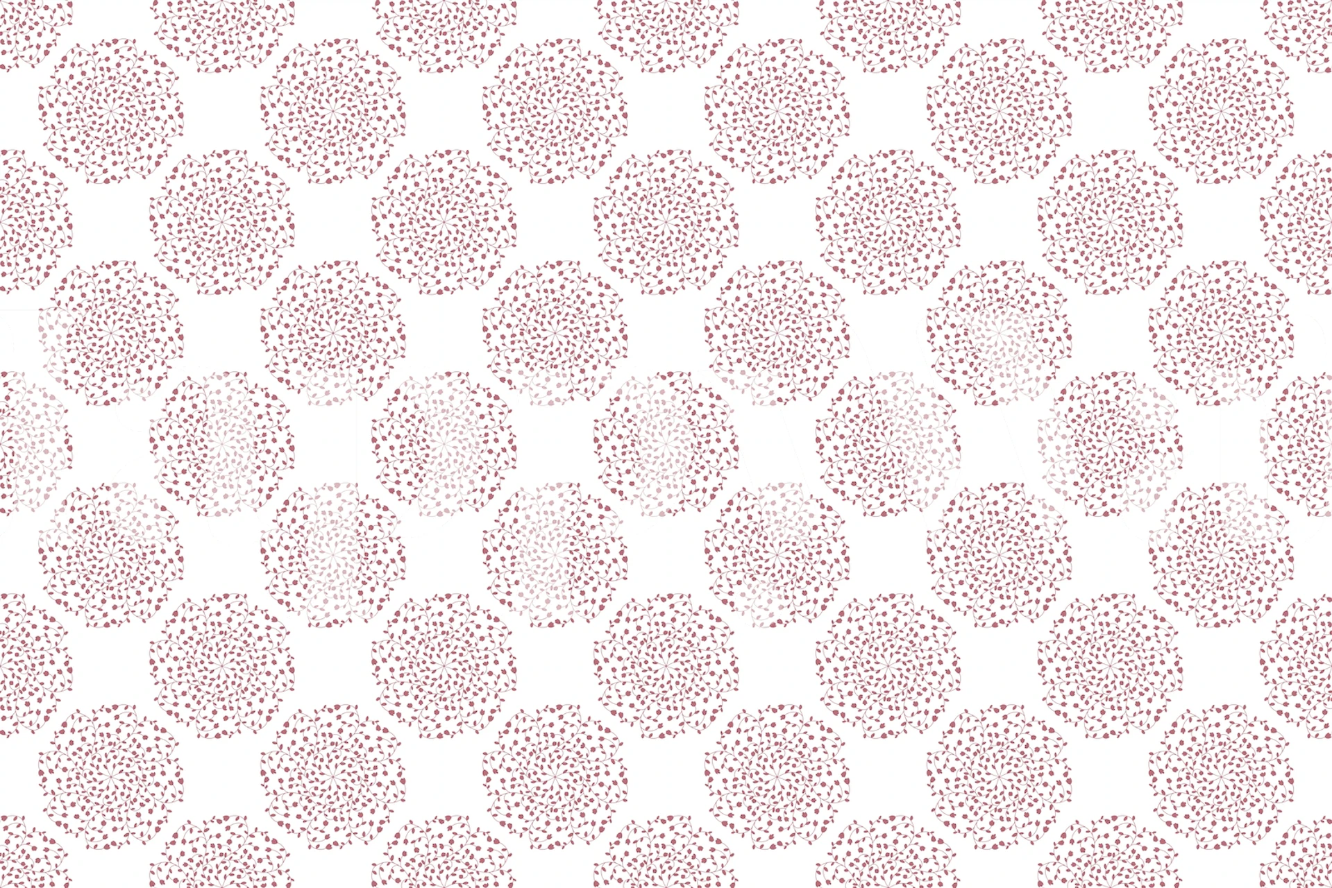 Pink floral mandala pattern on white background wallpaper