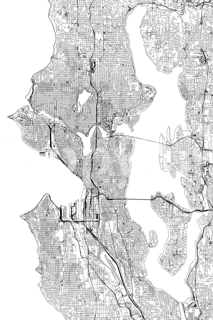 Seattle map pozadina prikazana u sobi