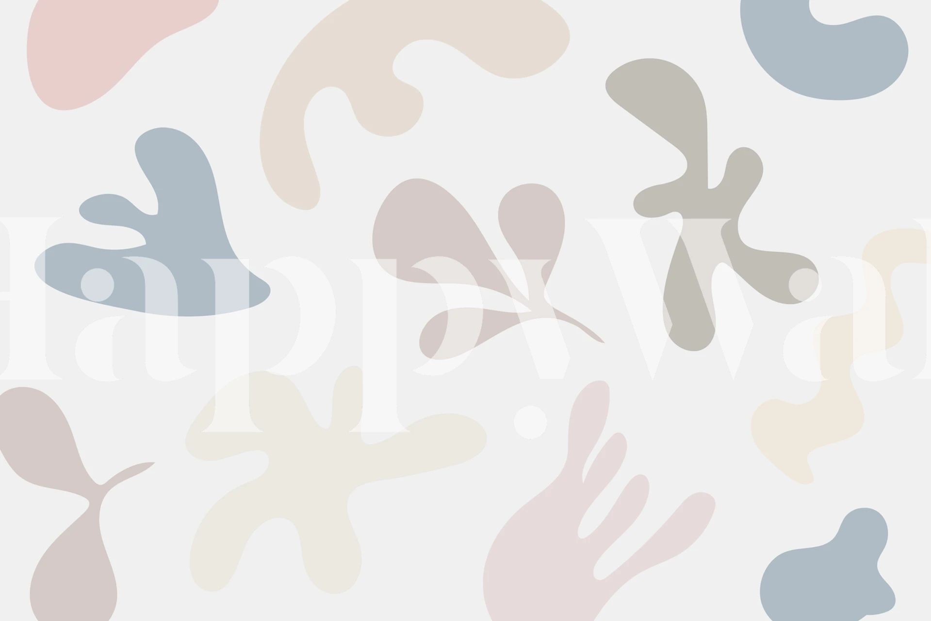 Abstract shapes wallpaper in soft blue tones