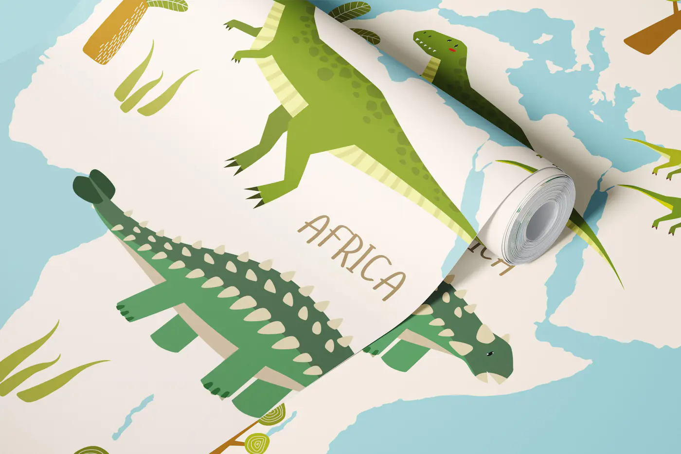 Dinosaur map wallpaper roll