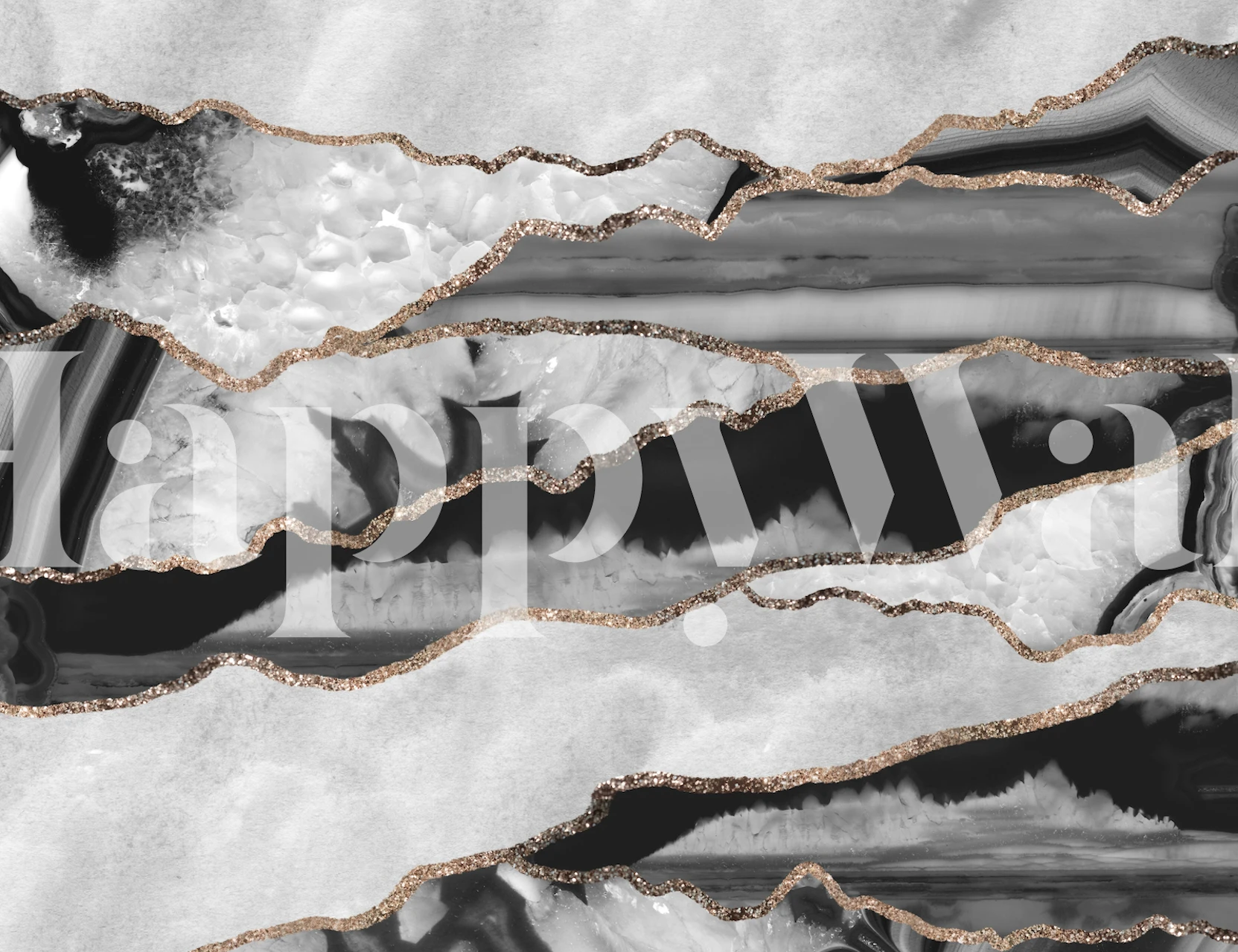 Black and white marble effect patterns with gold glimmer wallpaper