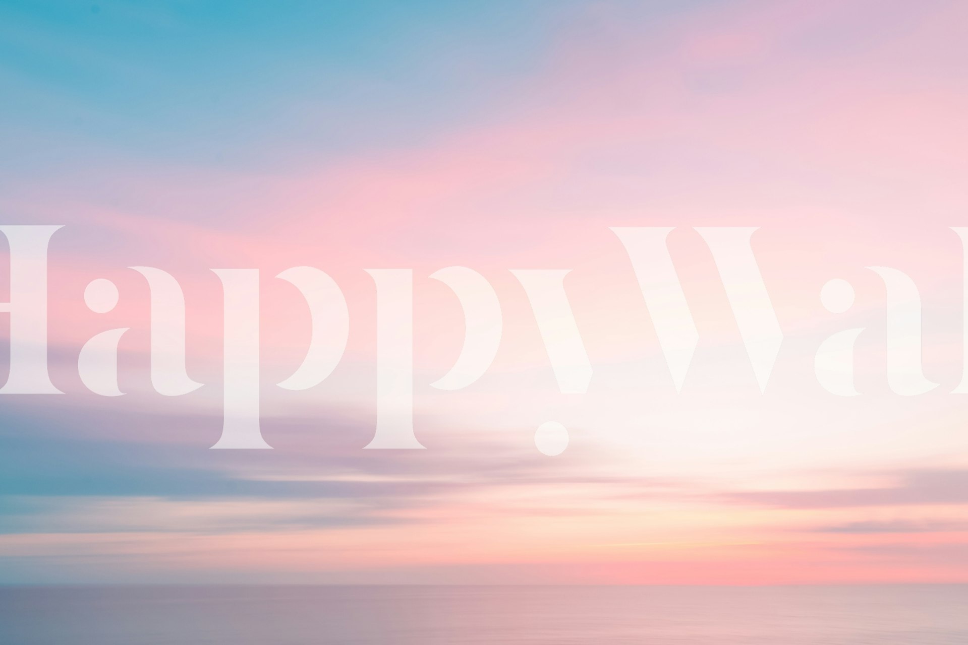 Colorful sunrise sky over ocean in soft pink and blue tones wallpaper