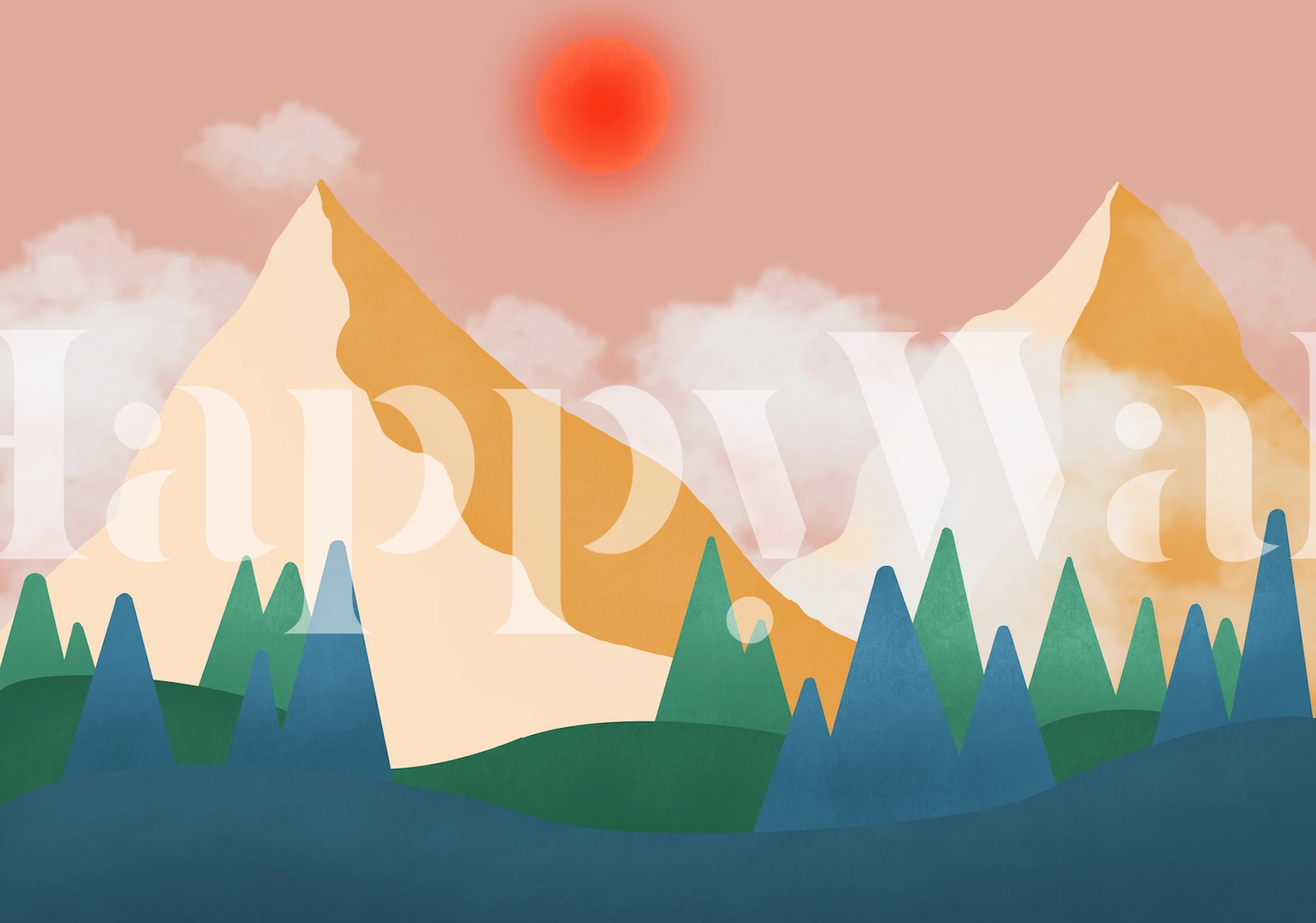 The Orange Mountains wallpaper in a room