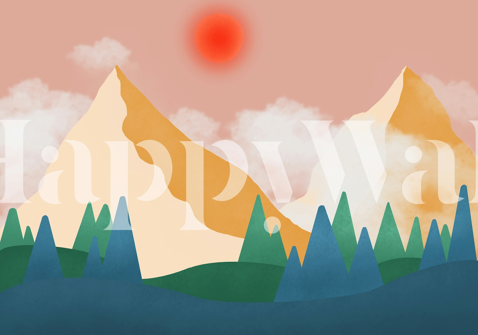 The Orange Mountains tapet i et rom