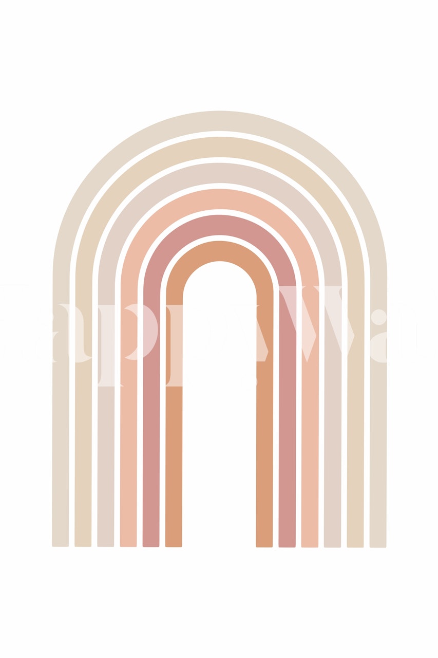 Blush Pink Rainbow wall mural with pastel arches design