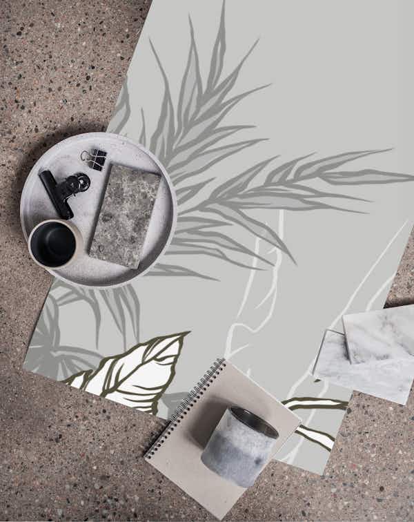 Grey tropical wallpaper roll