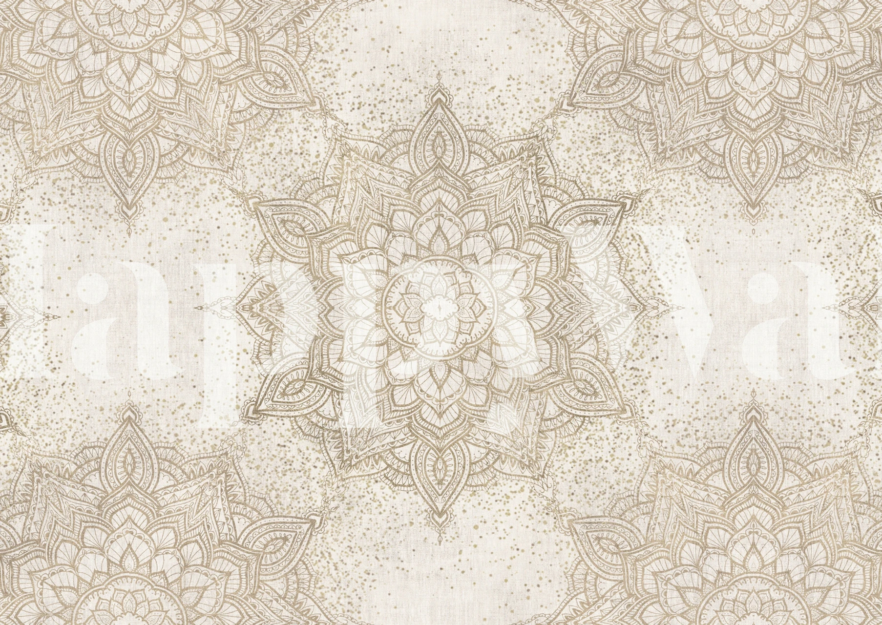 Boho golden mandala pattern on wall mural