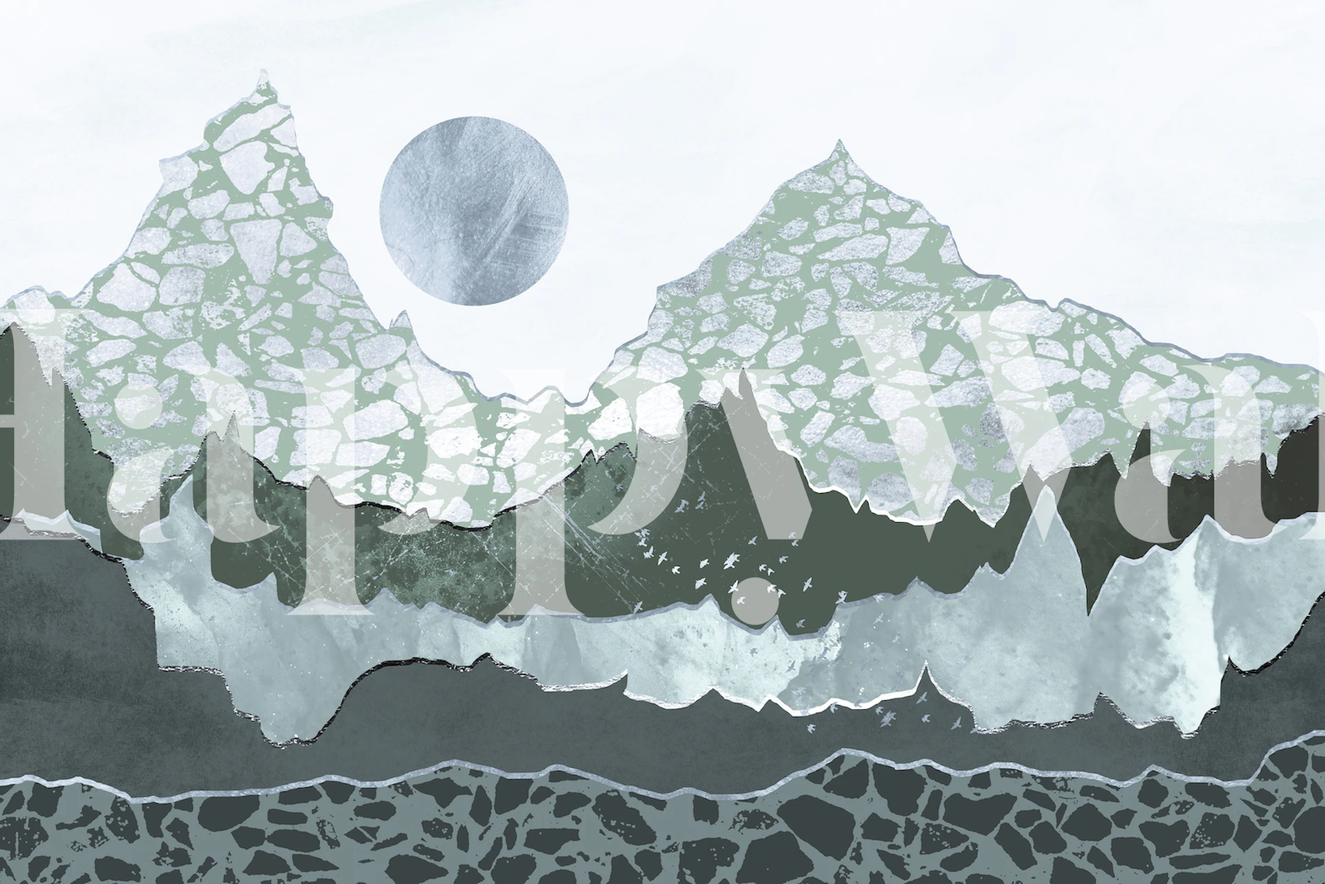 Neutral extravagant world wallpaper in a room