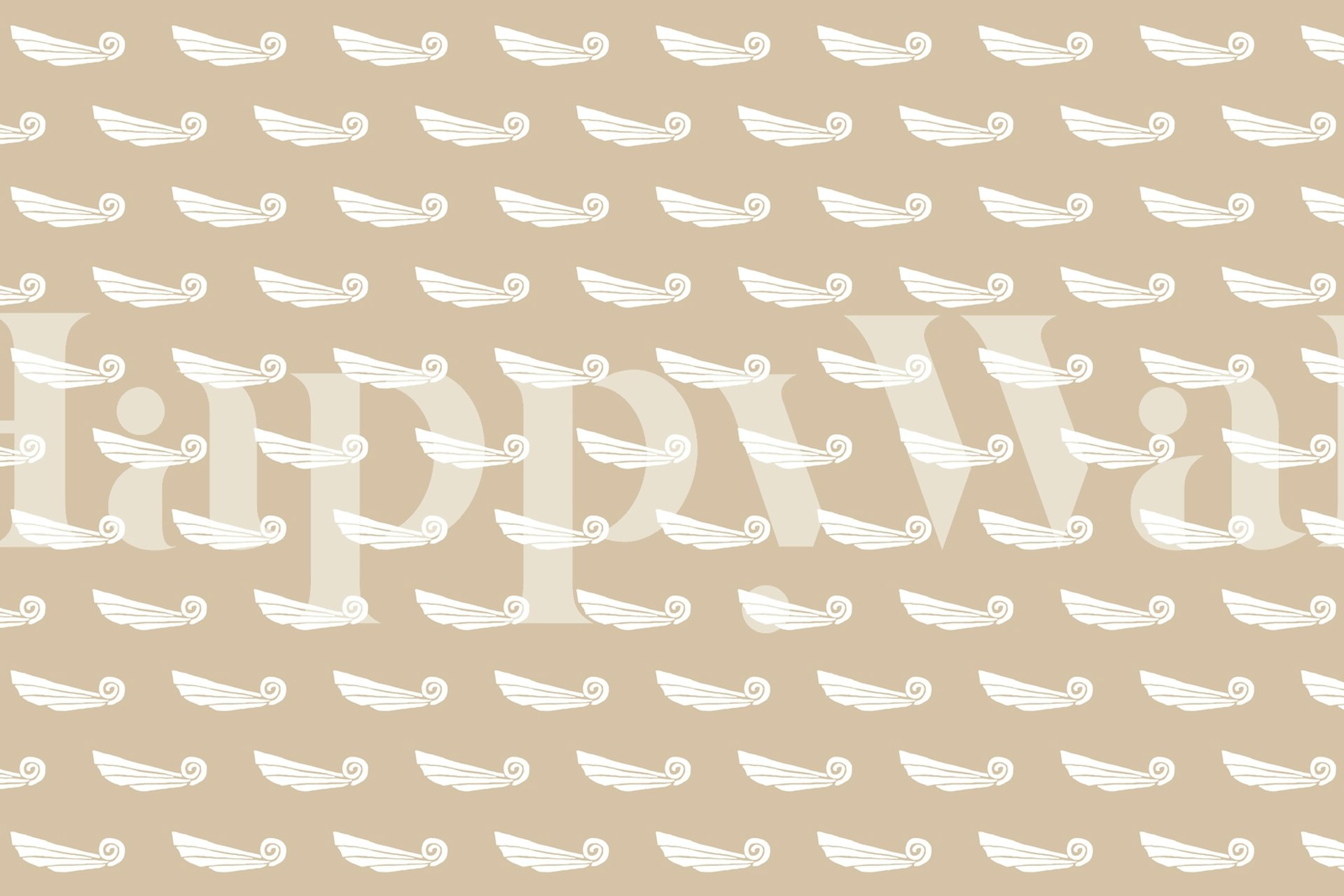 White shellfish pattern on beige background wallpaper