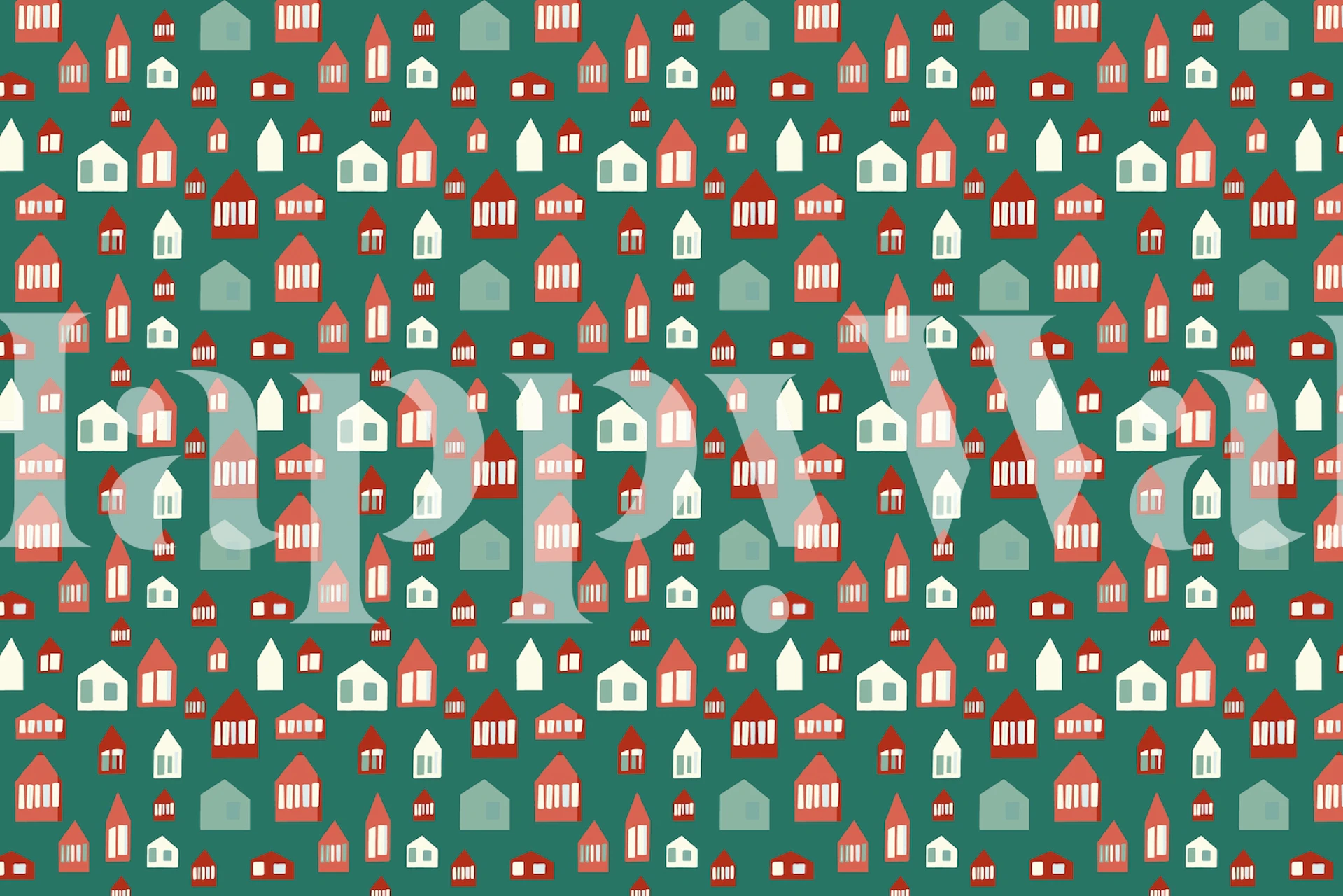 Amsterdam green carta da parati con case colorate