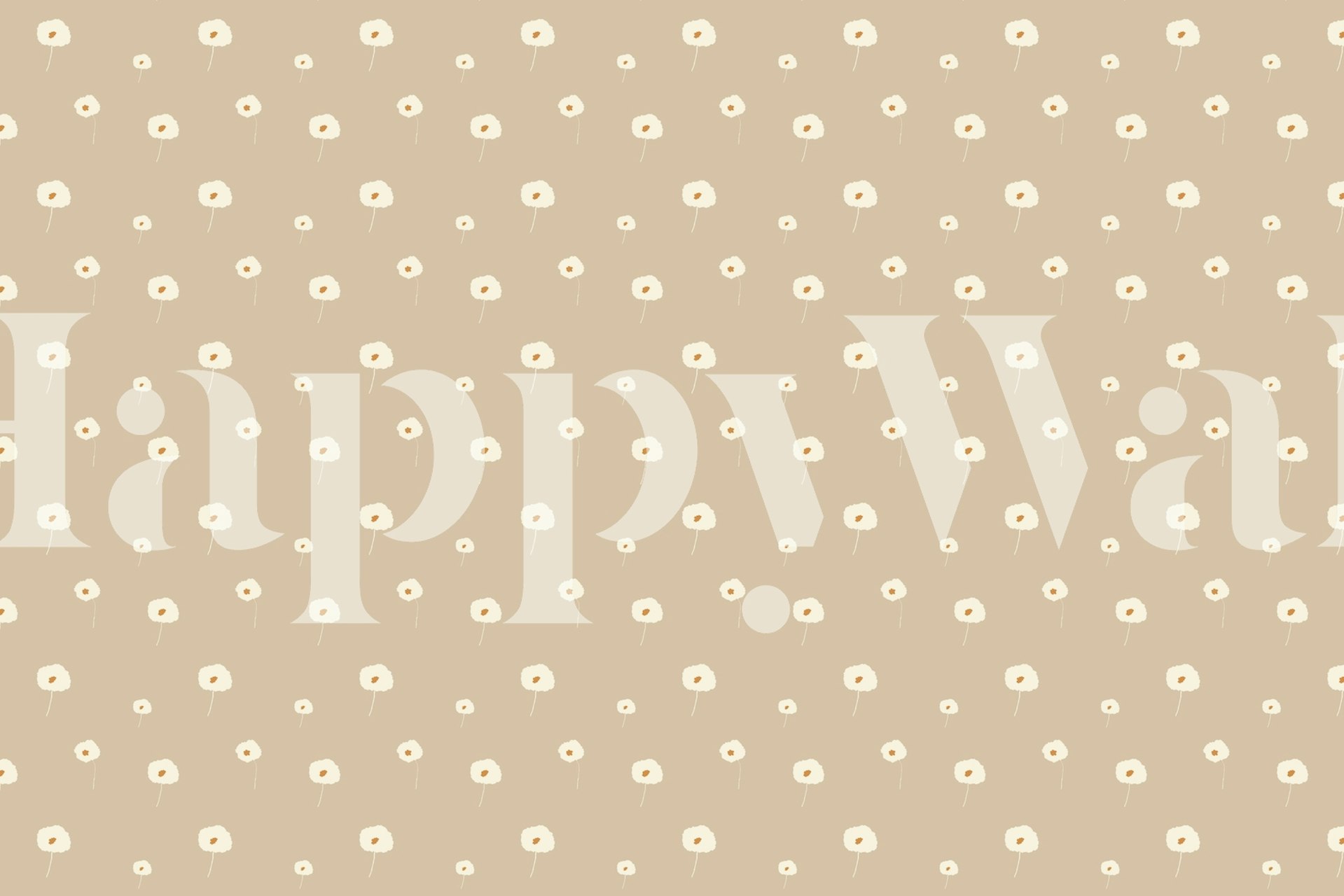 Flowers beige design de papel de parede em um quarto