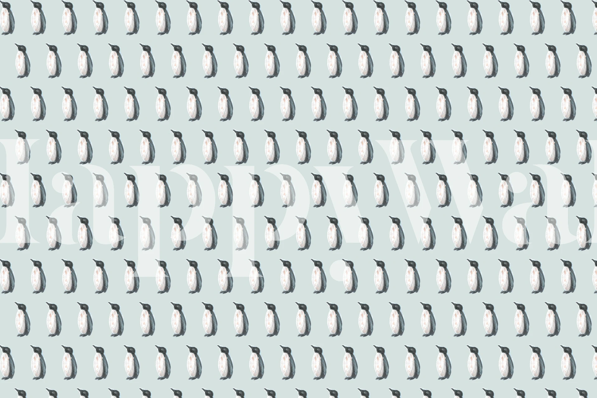 Little penguins pattern against a light blue background wallpaper