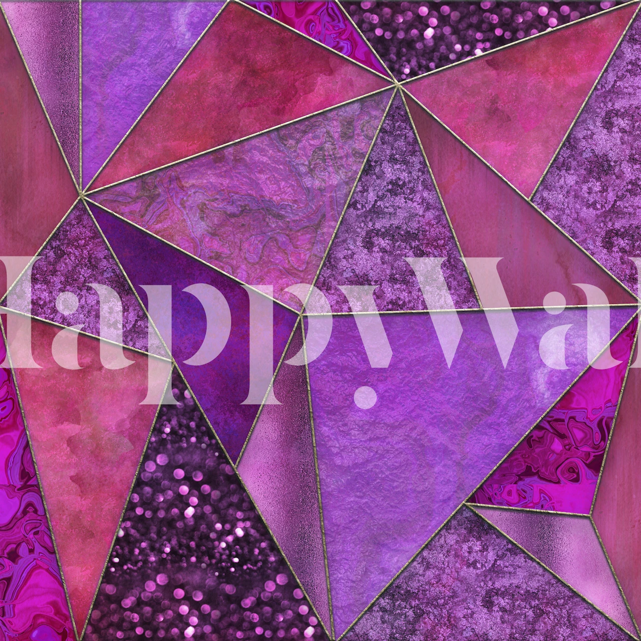 Gemstone Triangles Pink Coral wallpaper in a room