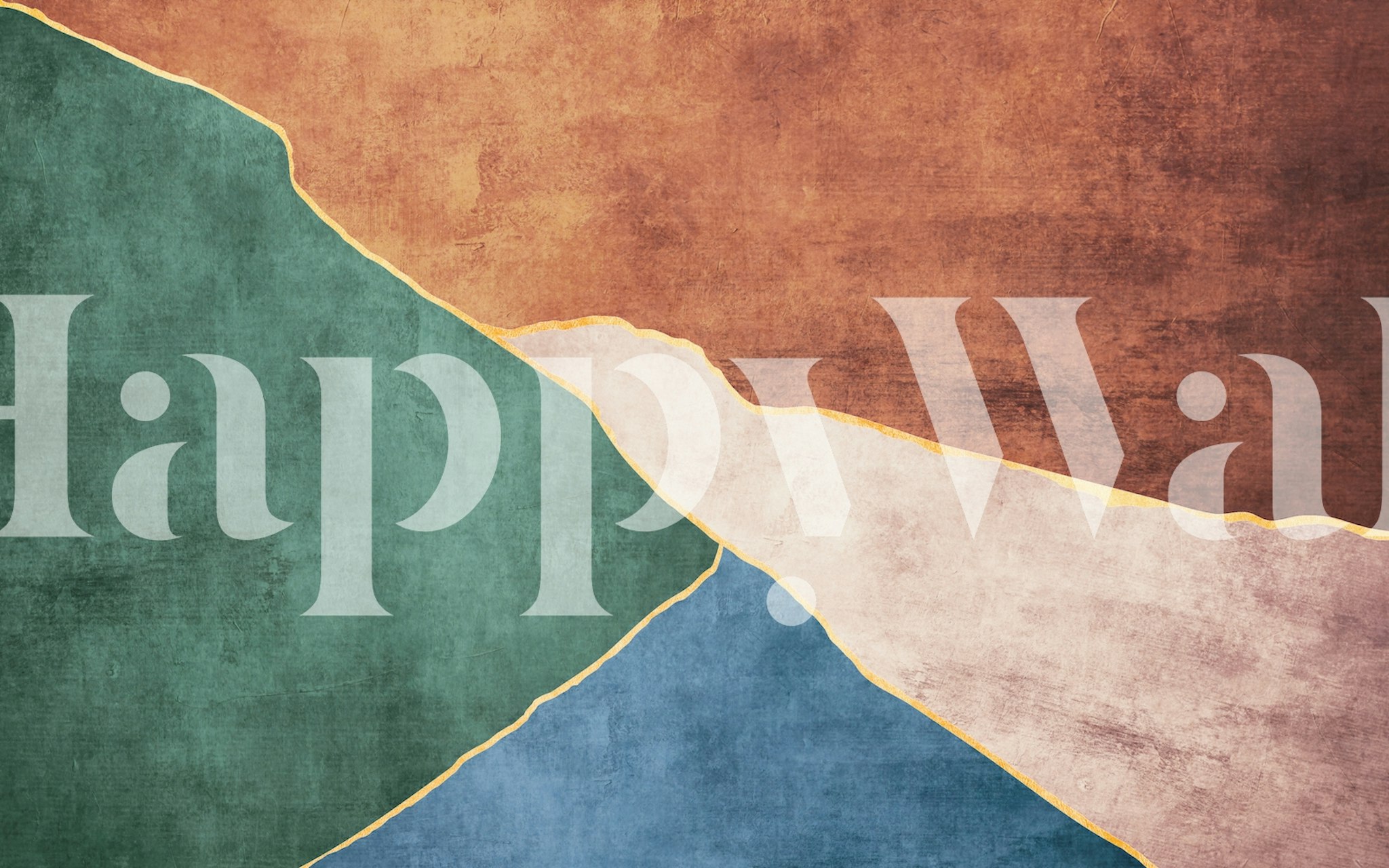 Retro geometric pattern in brown, green, and blue wallpaper