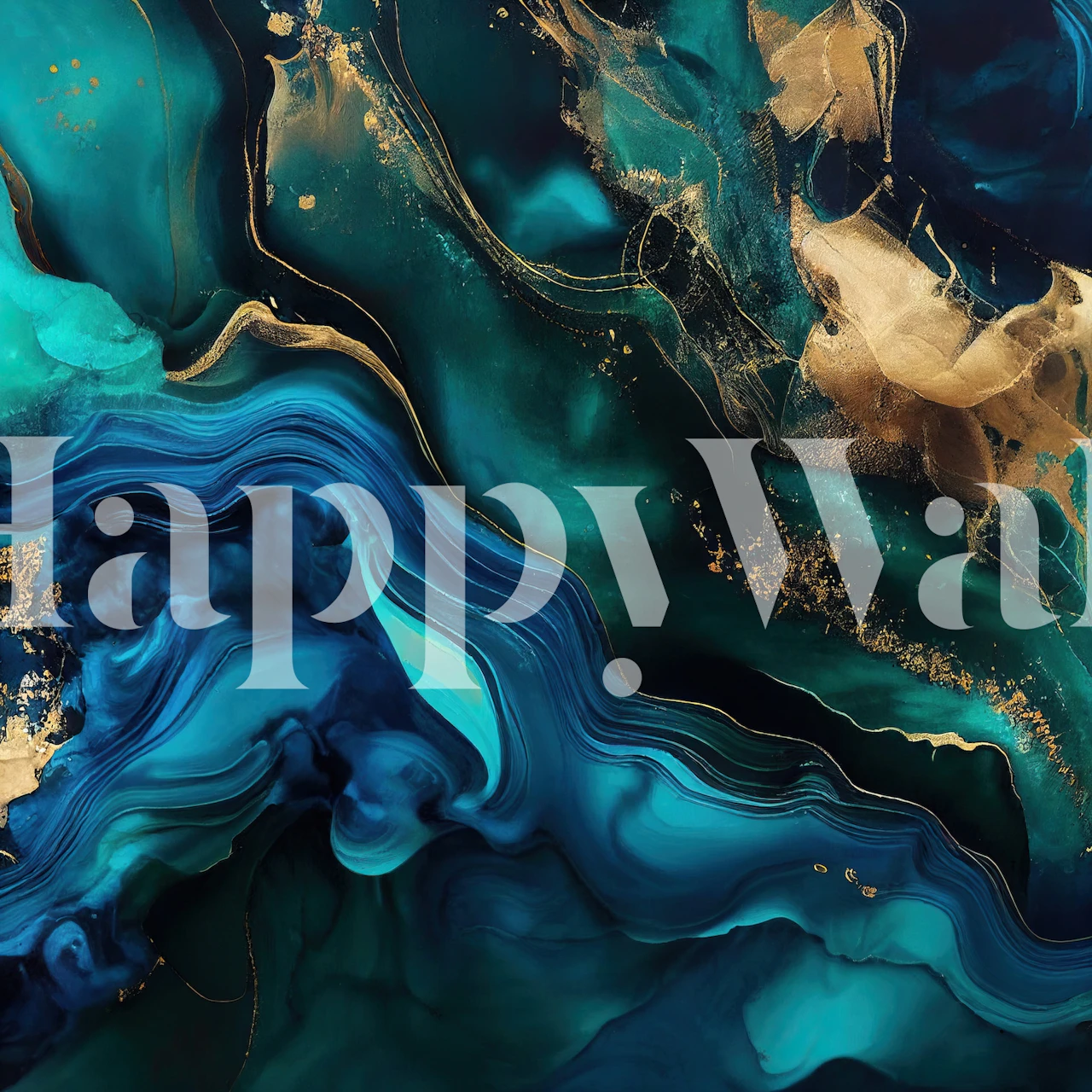 Blue and gold abstract marble pattern wallpaper
