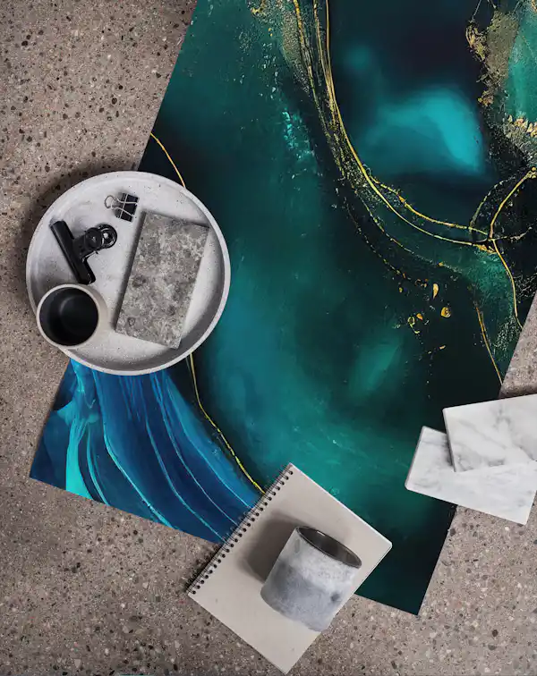 Blue Gold Luxury Marble Design wallpaper - Happywall