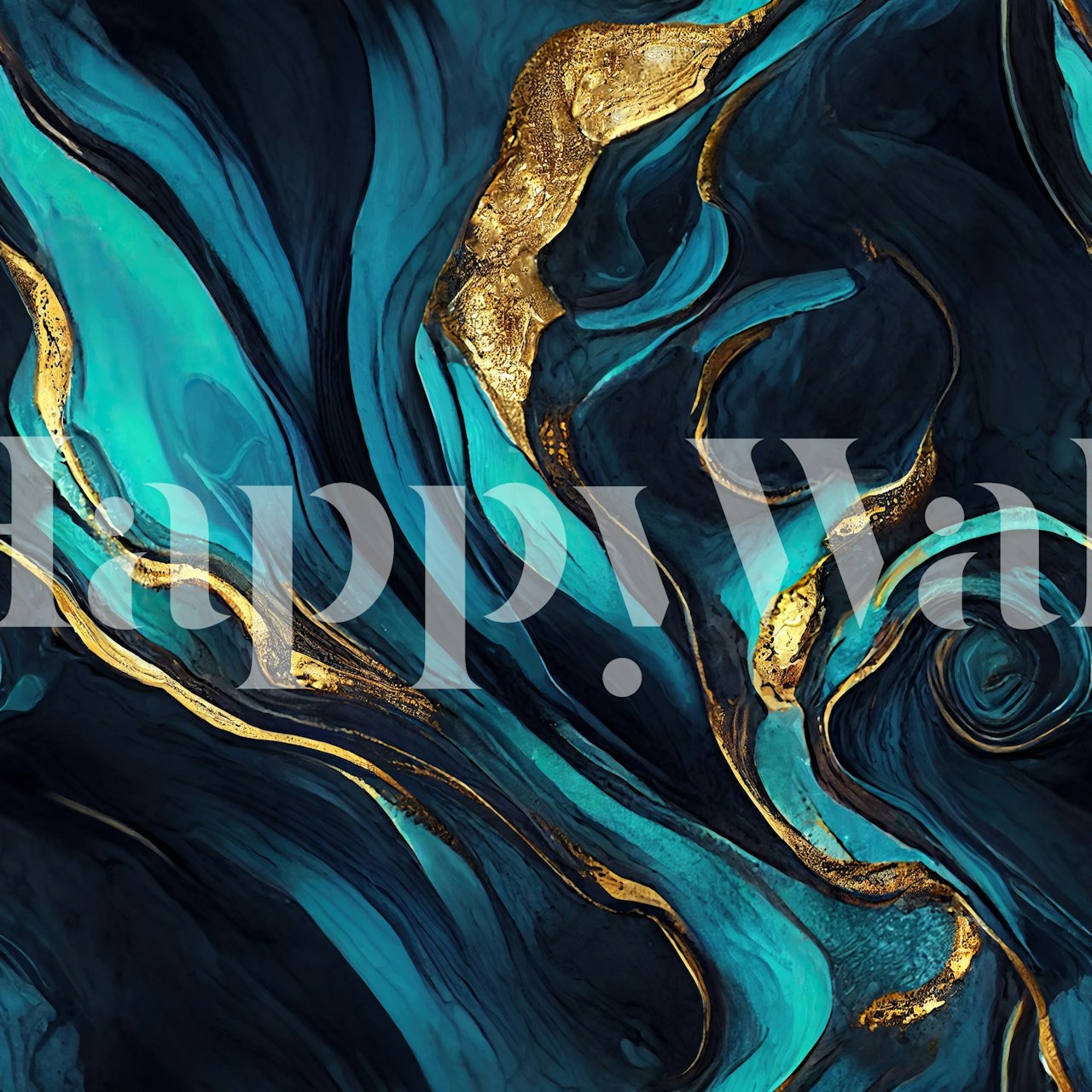 Teal Gold Luxury Marble Design Wallpaper | Happywall