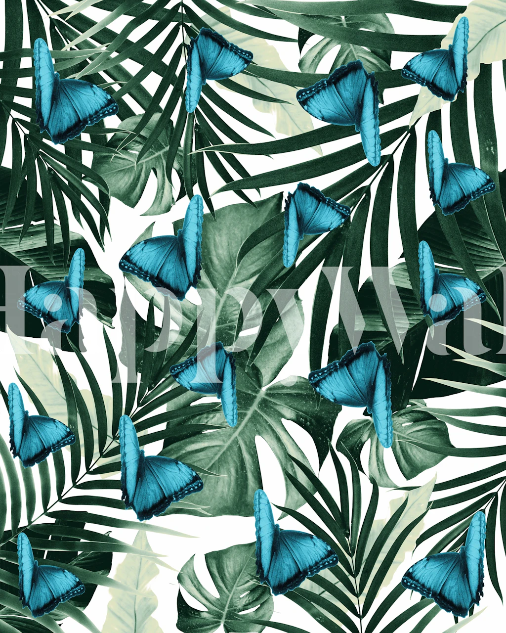 Tropical Butterfly Jungle Tapete in einem Raum