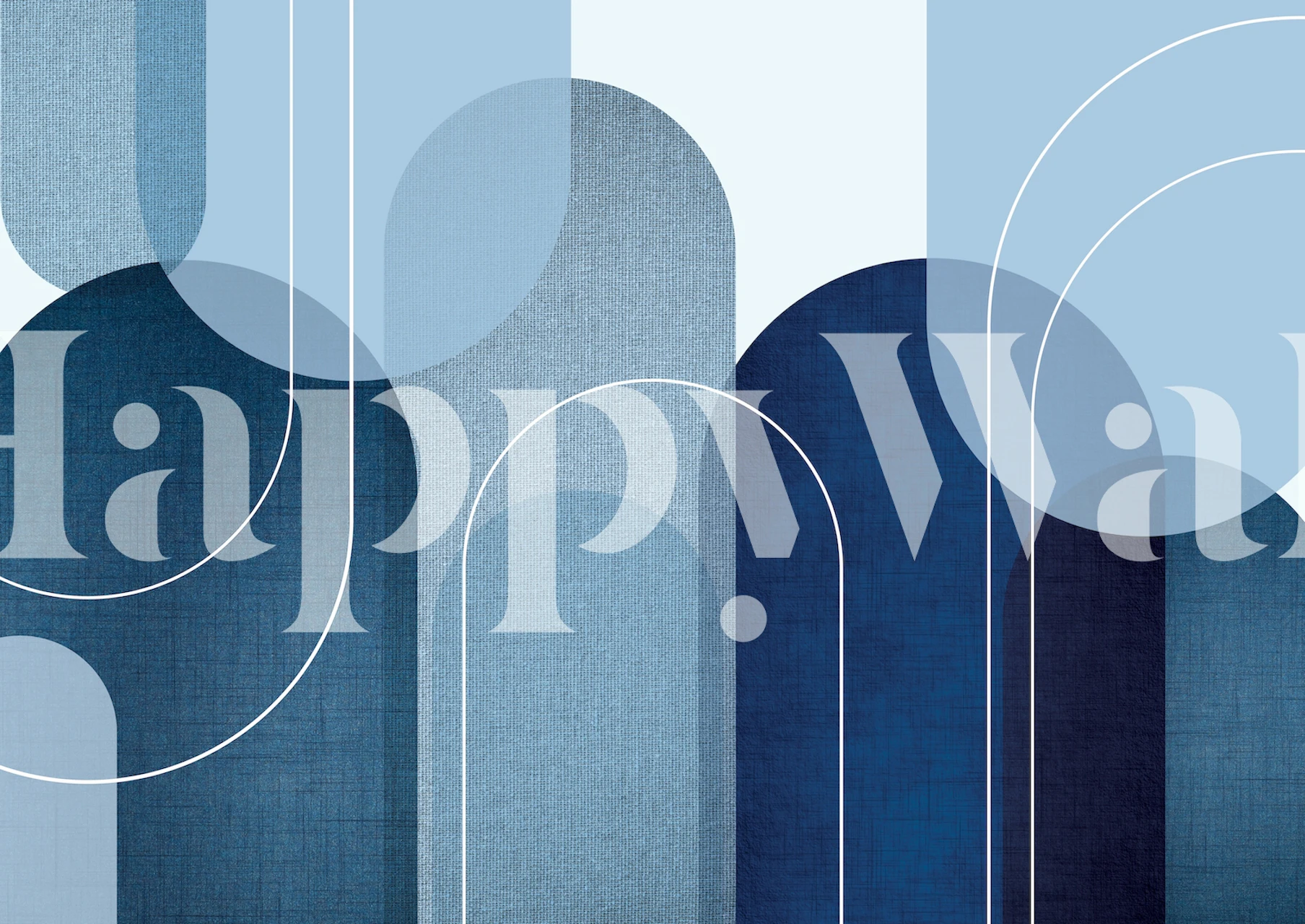 Geometric patterns in shades of blue with white lines wallpaper