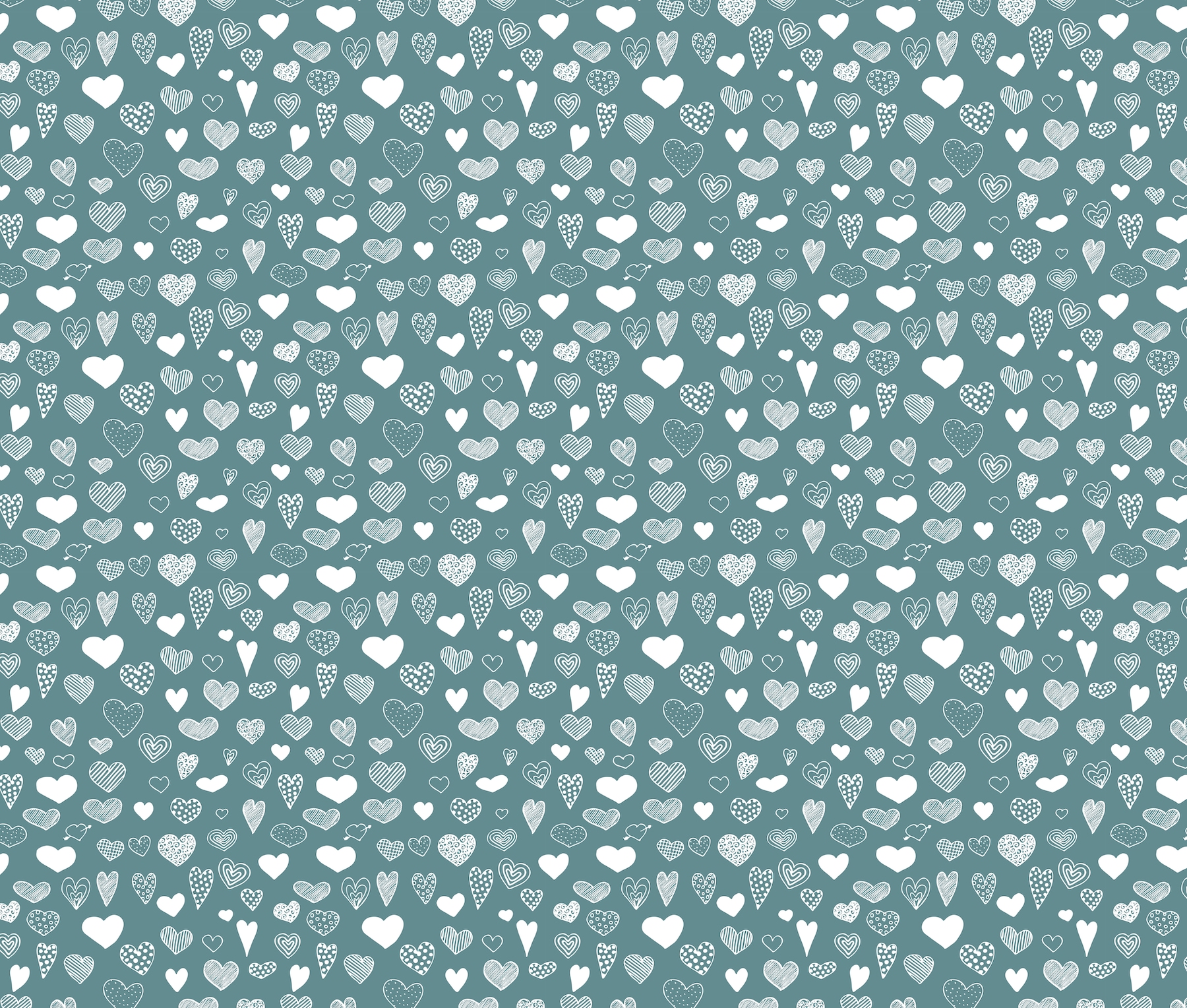 Heart Doodles in Teal Blue Wallpaper - Happywall