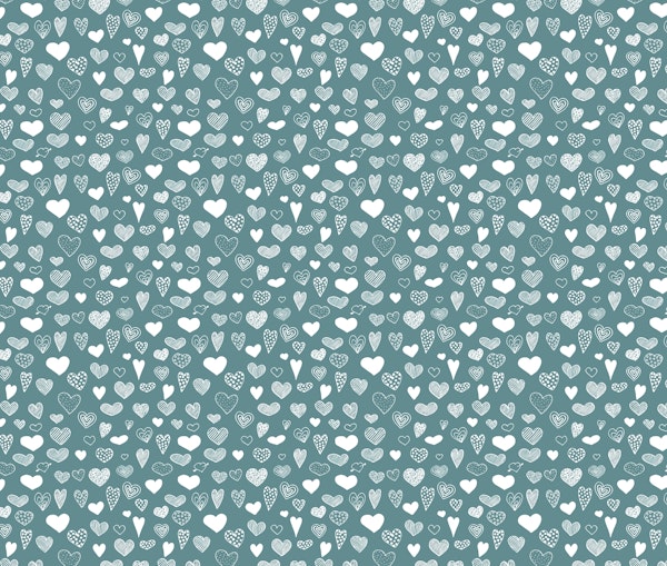 Heart Doodles in Teal Blue