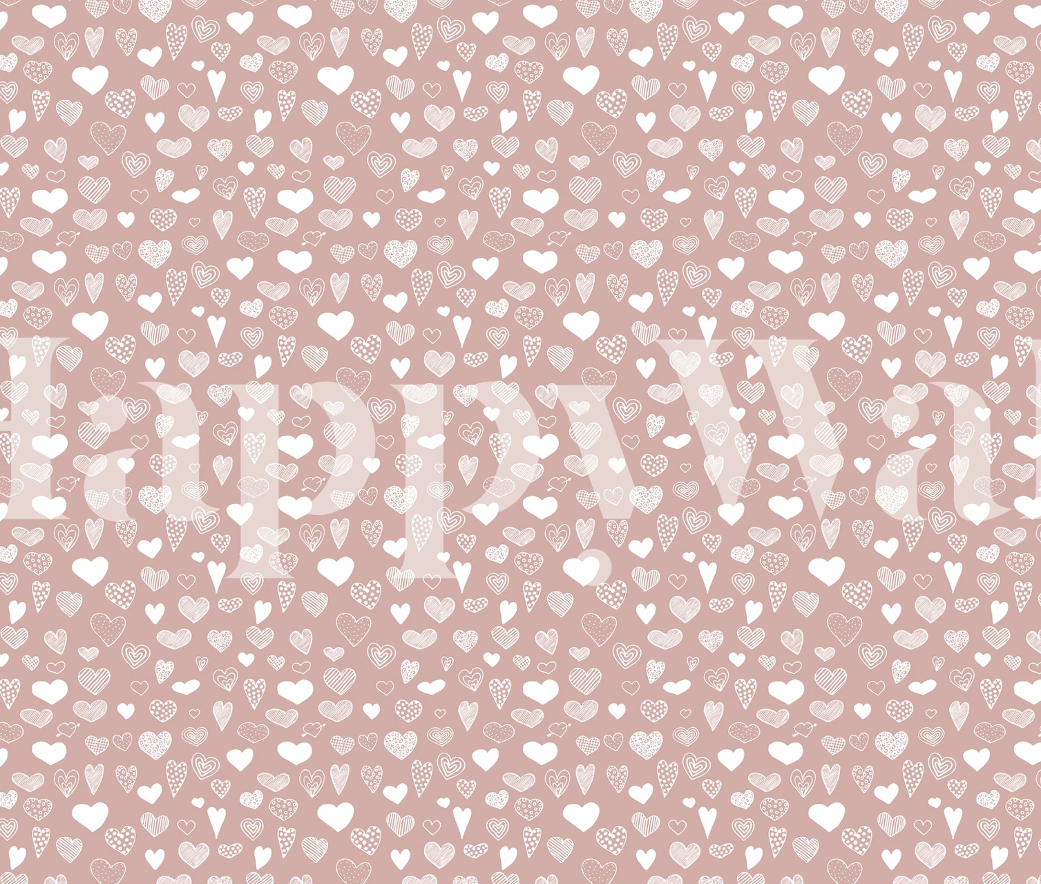 White heart doodles on blush pink background wallpaper